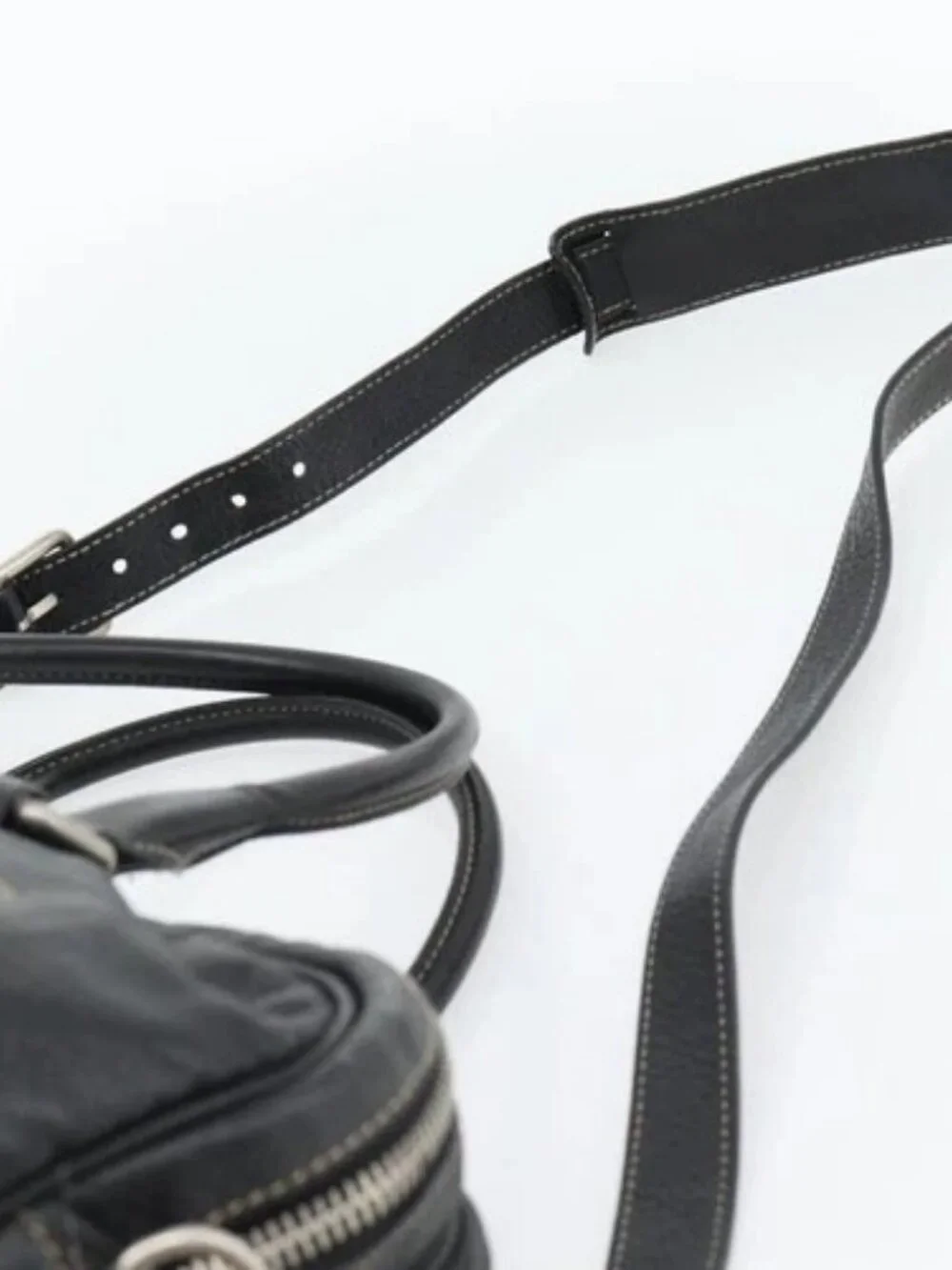 GUCCI Shoulder Bag Leather 2way Black Silver Auth ka4484